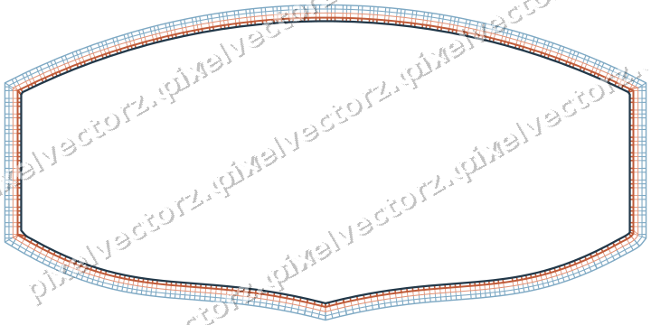 Decorative line art frame in orange and cyan with label plaque
