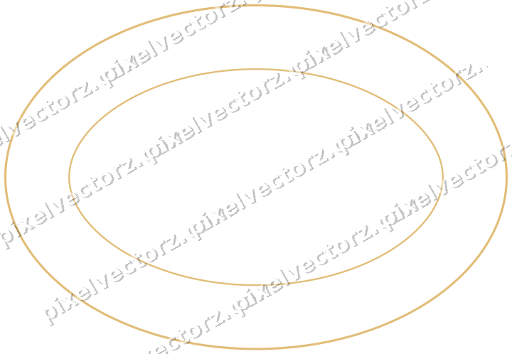 Decorative line art frame in amber and dark teal with oval