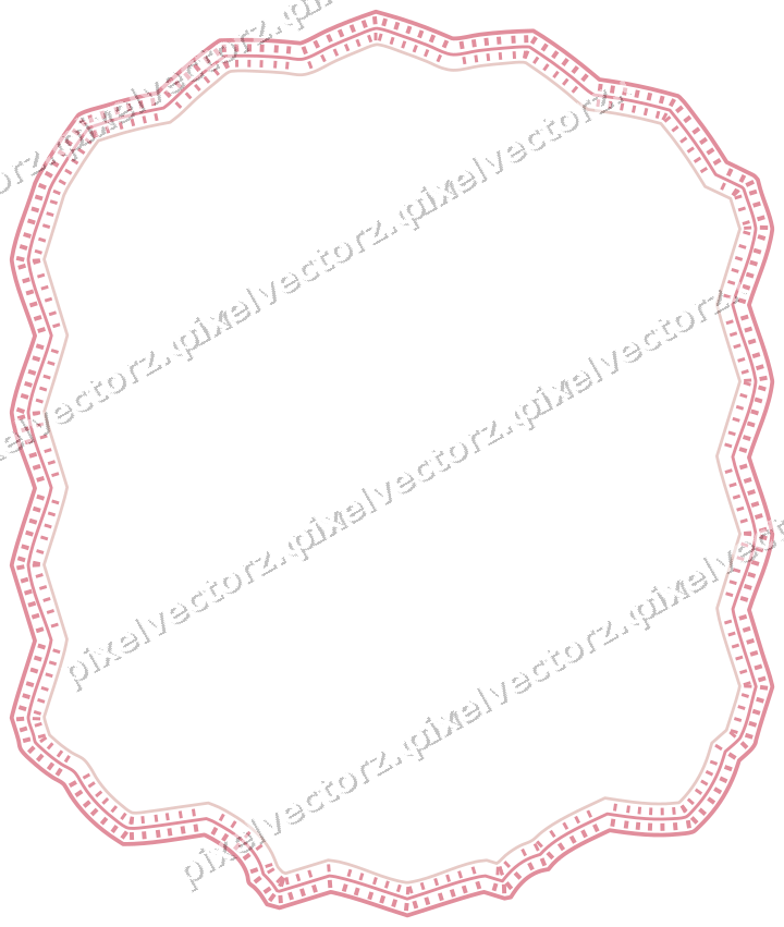 Decorative line art frame in pale pink and pale red with label plaque