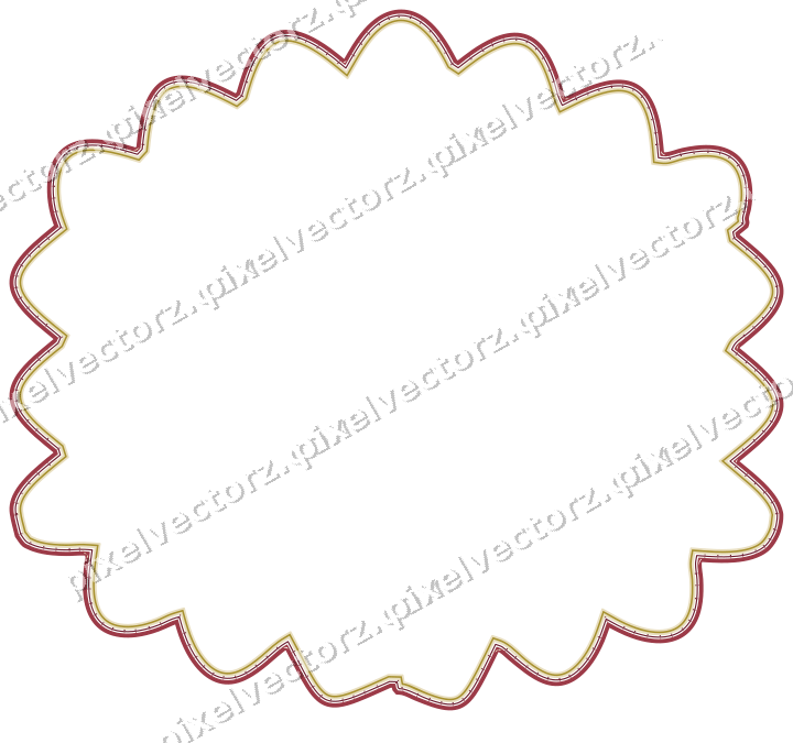 Decorative line art frame in dark pink and red with label plaque