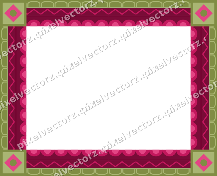 Decorative picture frame border in lime and pink with zigzag