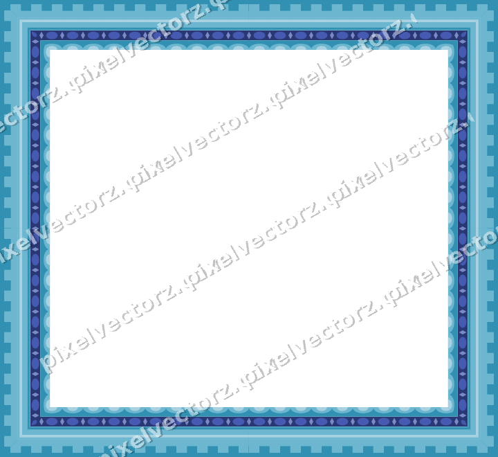 Decorative picture frame border in blue and cyan with egg and dart