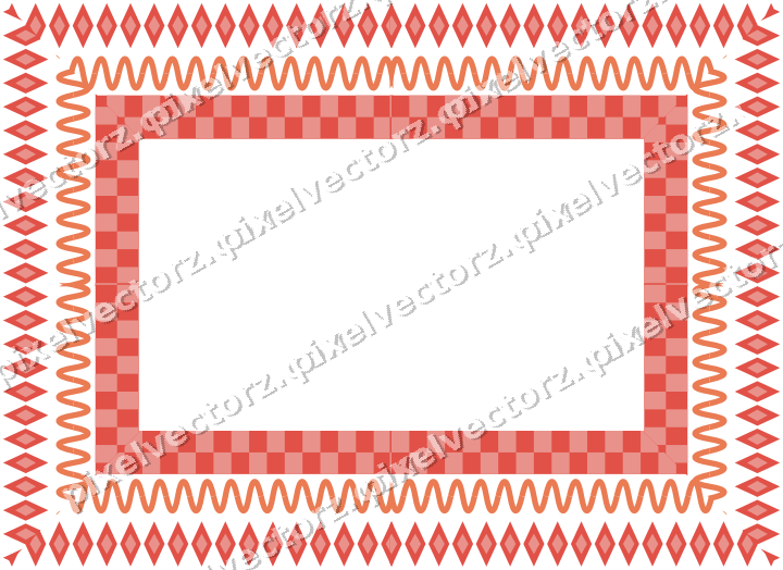 Decorative picture frame border in red and orange with wave band