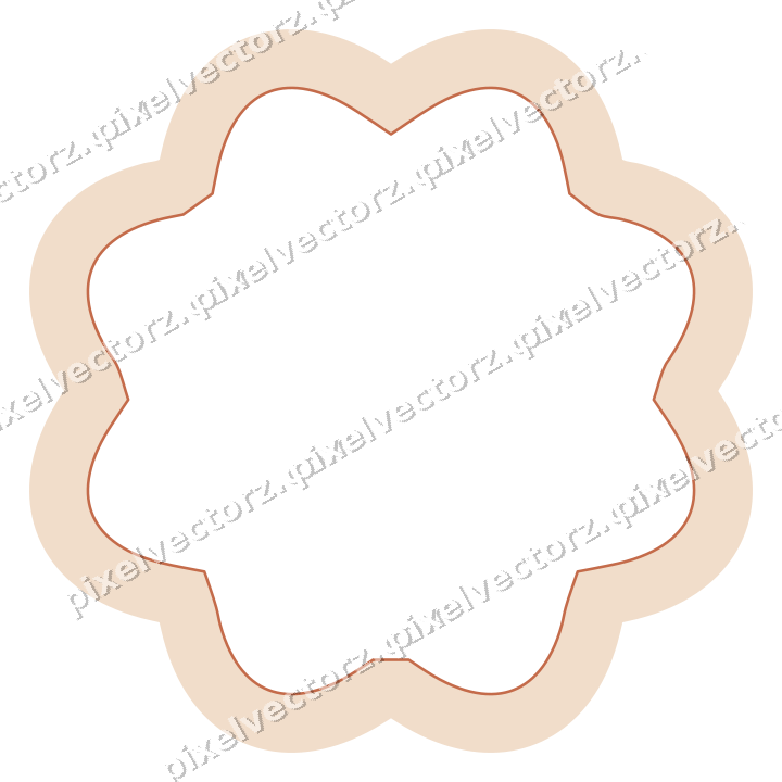 Decorative line art frame in dark teal and orange with oval