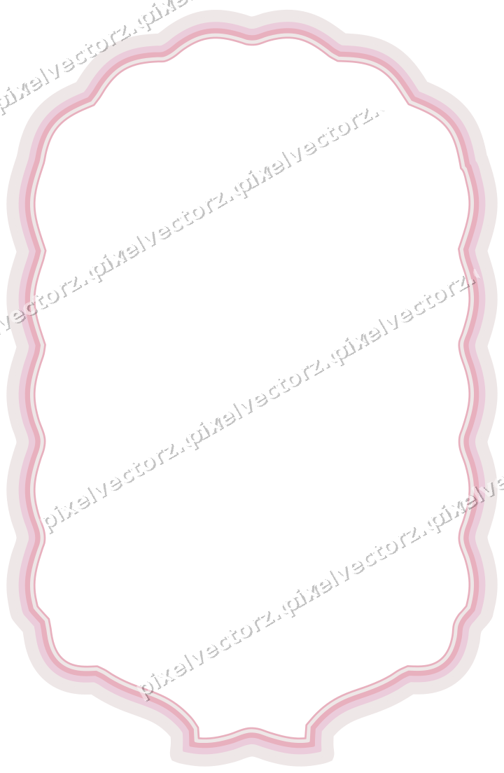 Decorative line art frame in pale pink and pale red with label plaque