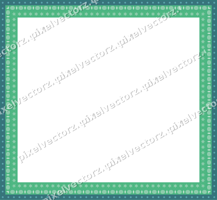 Decorative picture frame border in green and teal with dot row