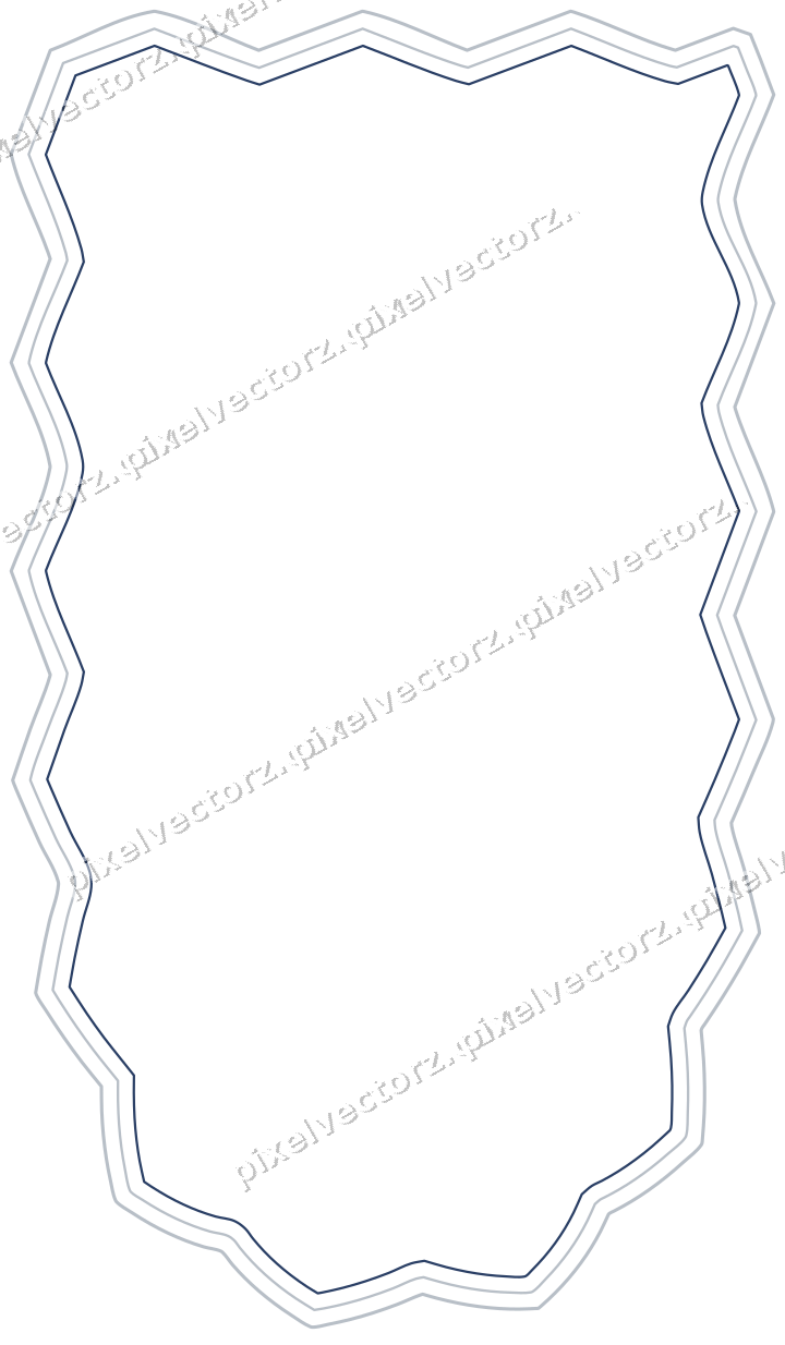Decorative line art frame in dark blue and white with shield