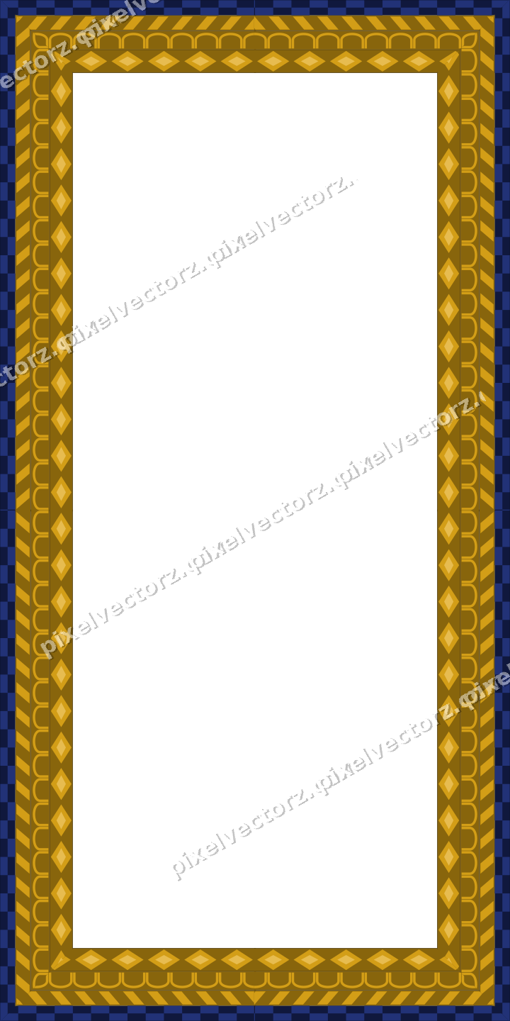 Decorative picture frame border in amber and blue with diagonal band