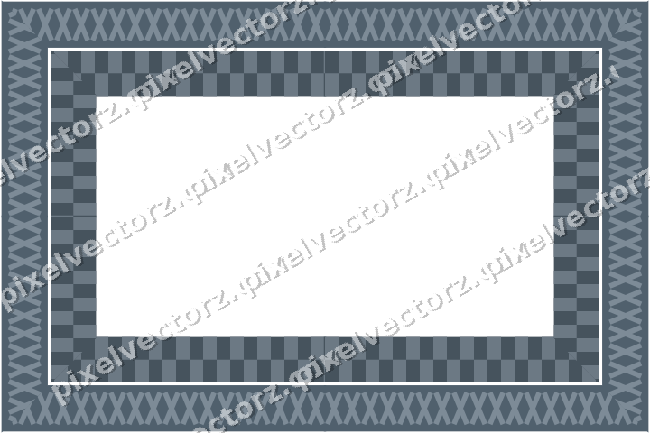 Decorative picture frame border in blue and orange with cross band