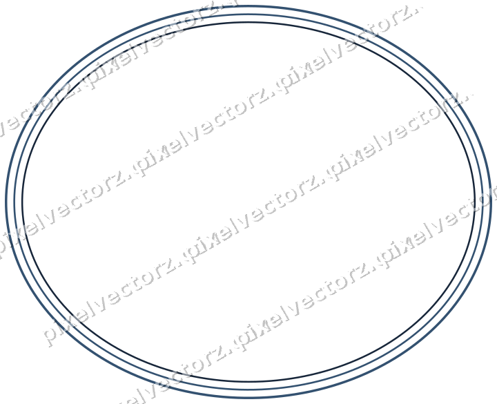 Decorative line art frame in dark blue and orange with oval