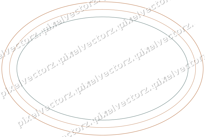 Decorative line art frame in orange and teal with oval
