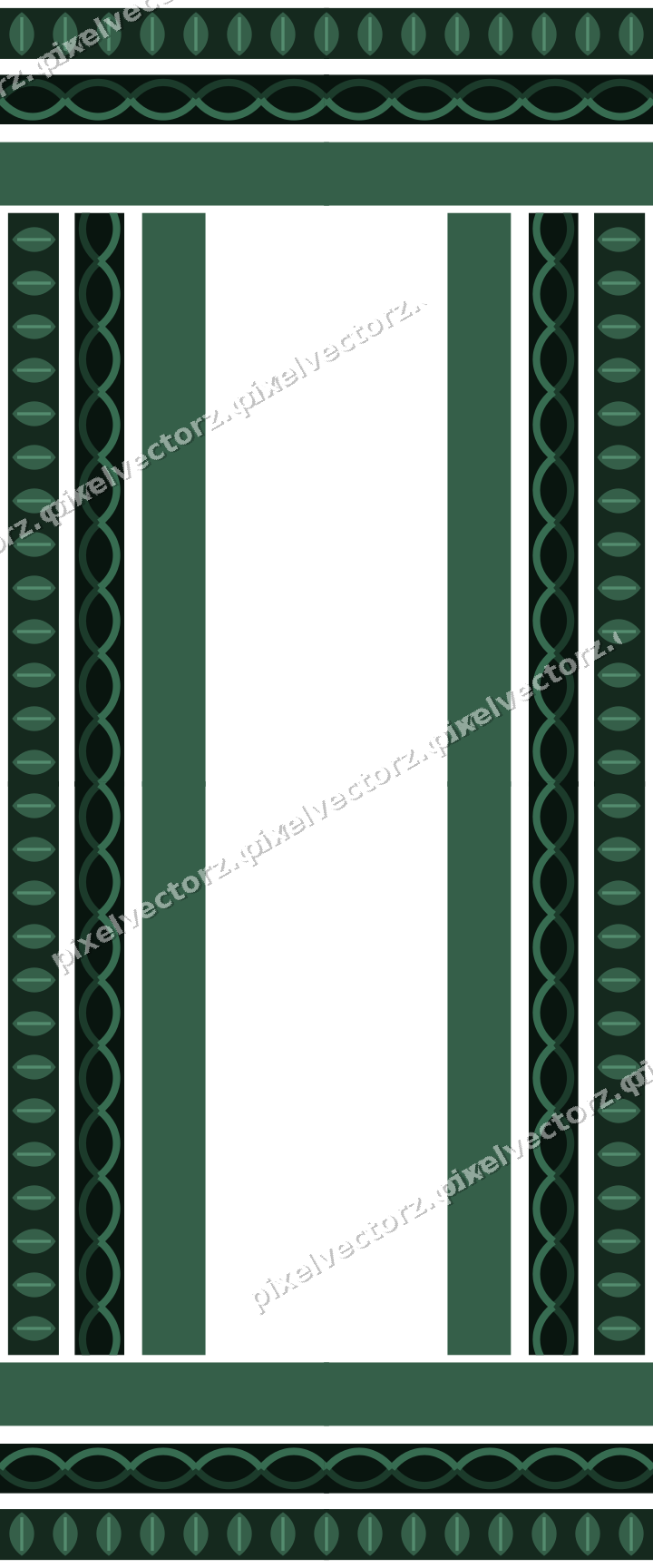 Decorative picture frame border in dark green with leaf moulding