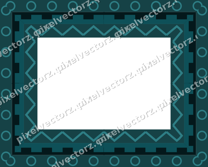 Decorative picture frame border in dark teal with ring chain