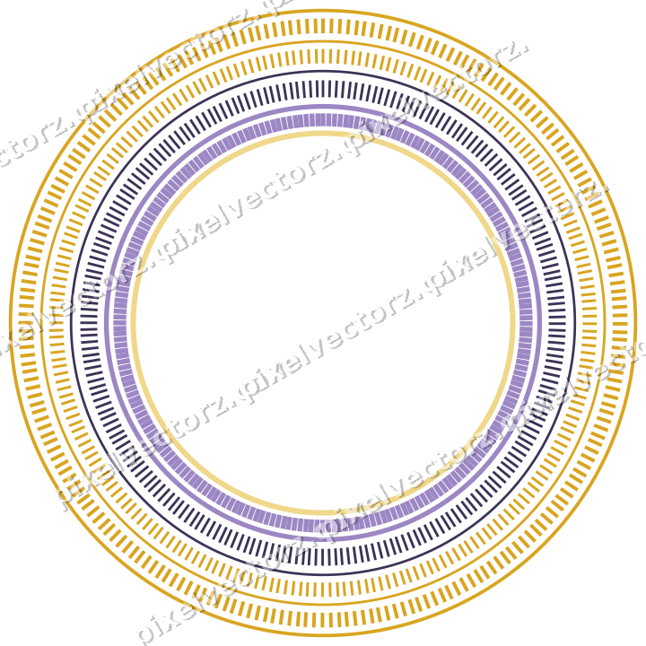 Decorative line art frame in amber and purple with oval
