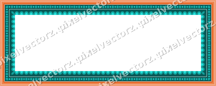Decorative picture frame border in orange and teal with bead and reel
