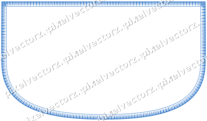 Decorative line art frame in blue and cyan with shield and dentil