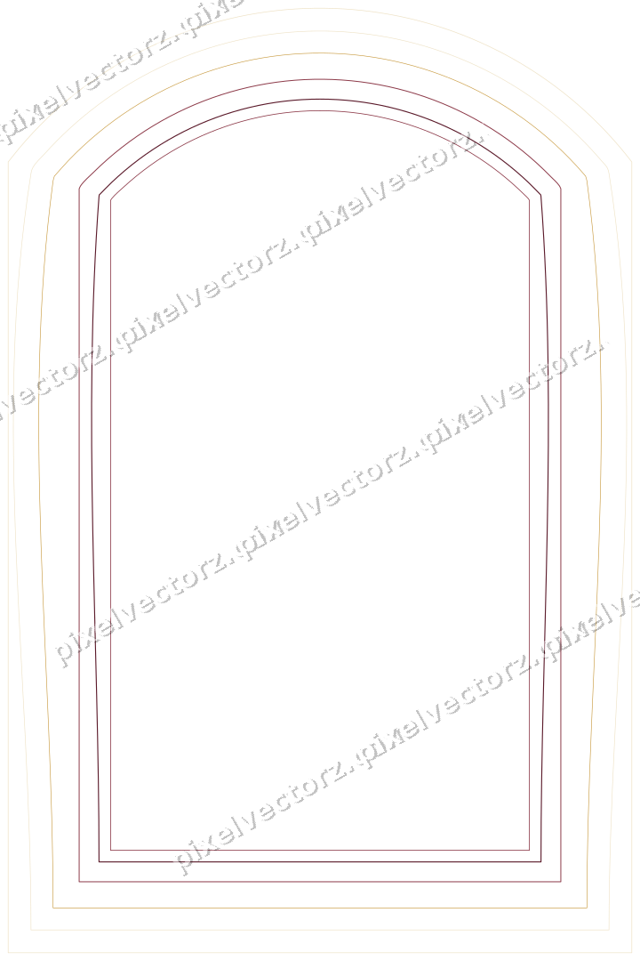 Decorative line art frame in dark pink and amber with label plaque