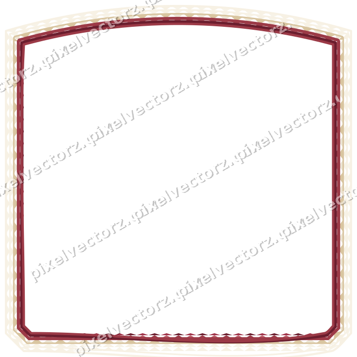 Decorative line art frame in dark pink and red with label plaque