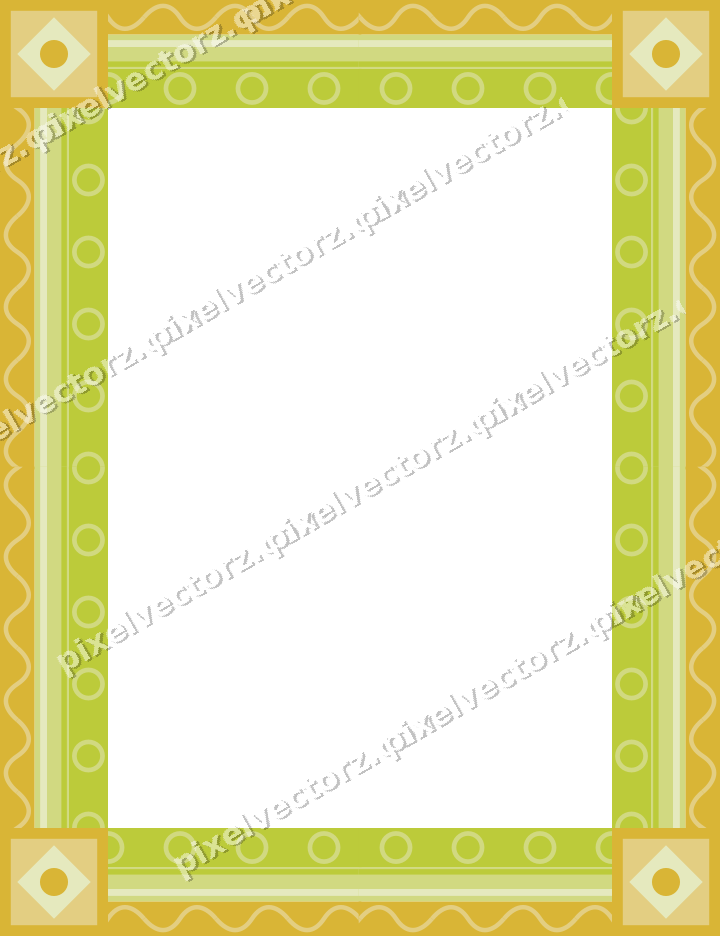 Decorative picture frame border in lime and yellow with wave band