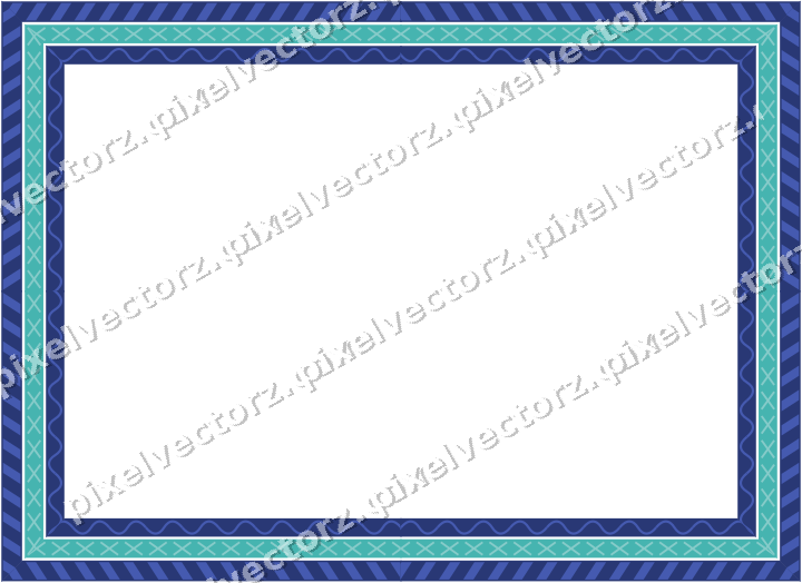 Decorative picture frame border in blue and cyan with cross band