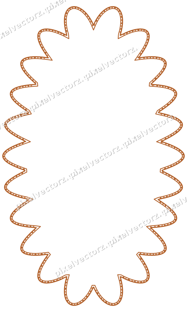 Decorative line art frame in orange and teal with oval