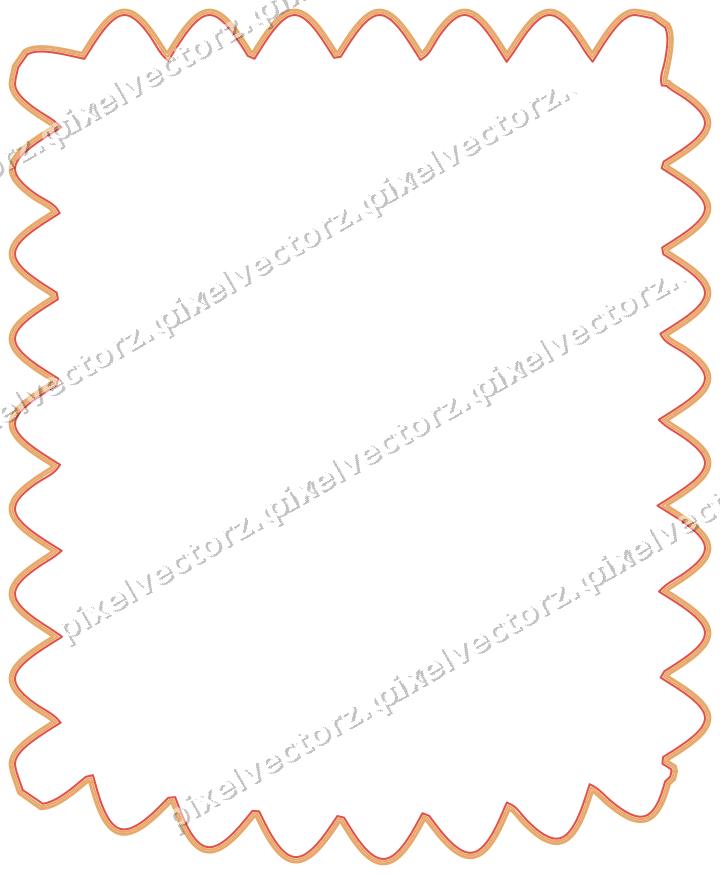 Decorative line art frame in red and orange with label plaque
