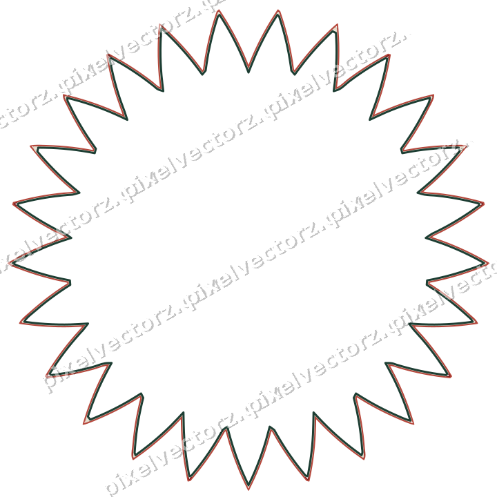 Decorative line art frame in dark red and dark green with oval