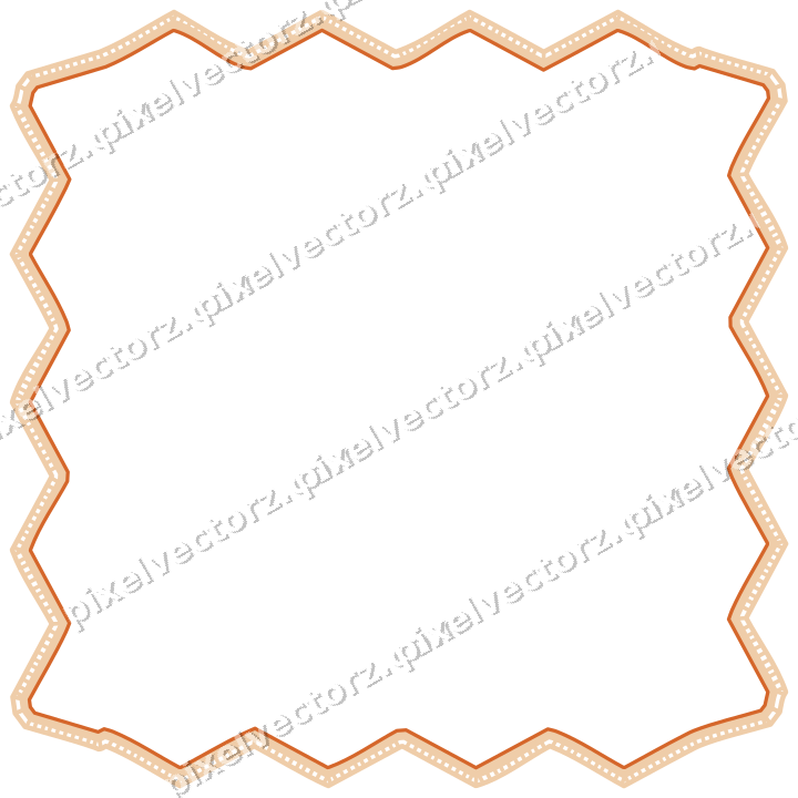 Decorative line art frame in dark blue and orange with label plaque