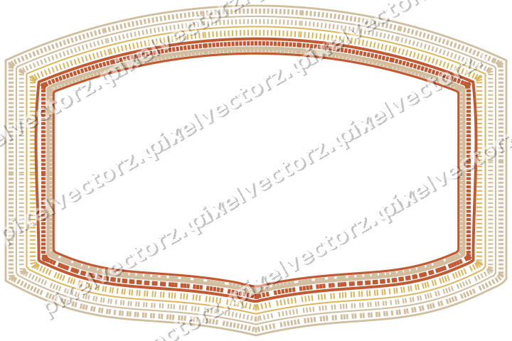Decorative line art frame in orange and amber with label plaque
