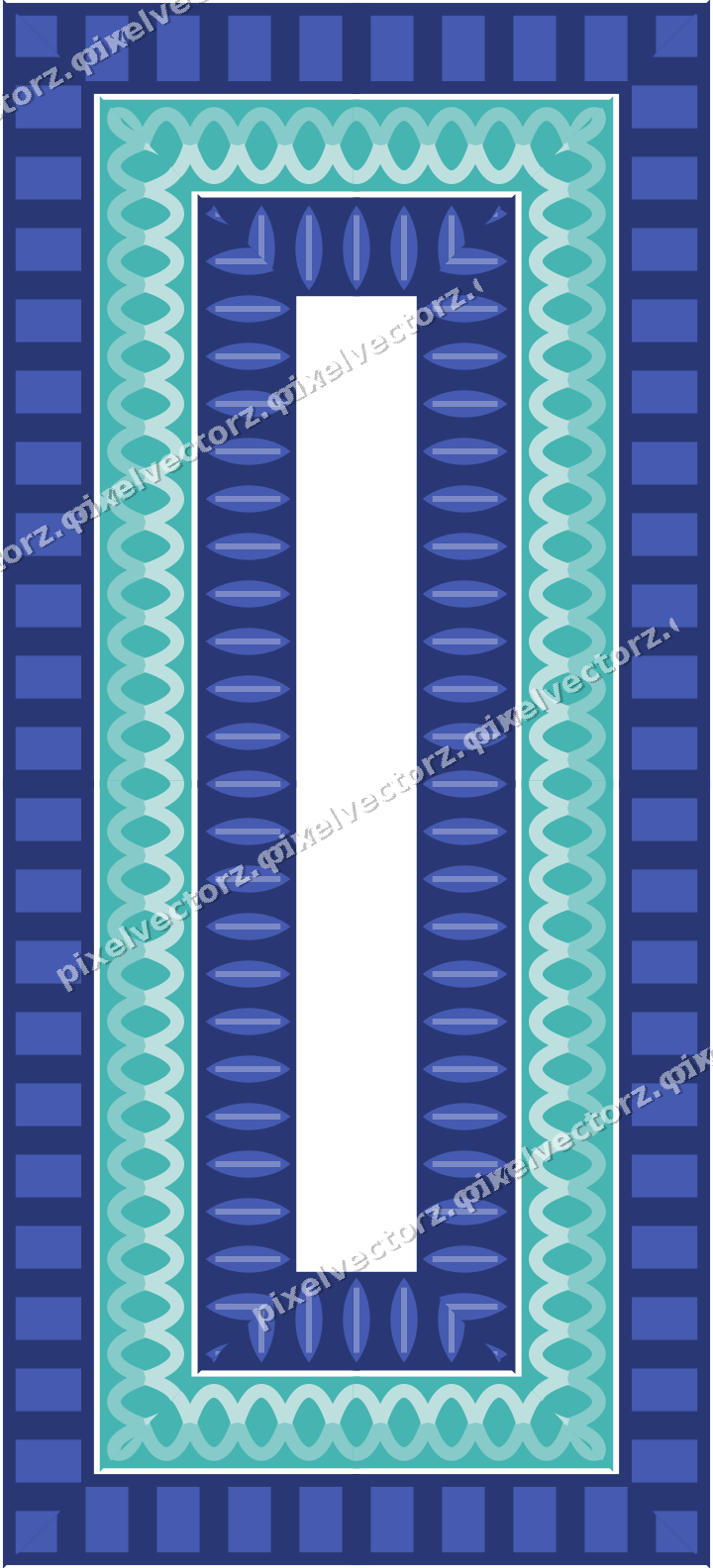 Decorative picture frame border in blue and cyan with guilloche