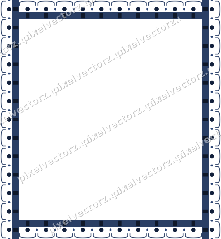 Decorative picture frame border in dark blue with arcade frieze