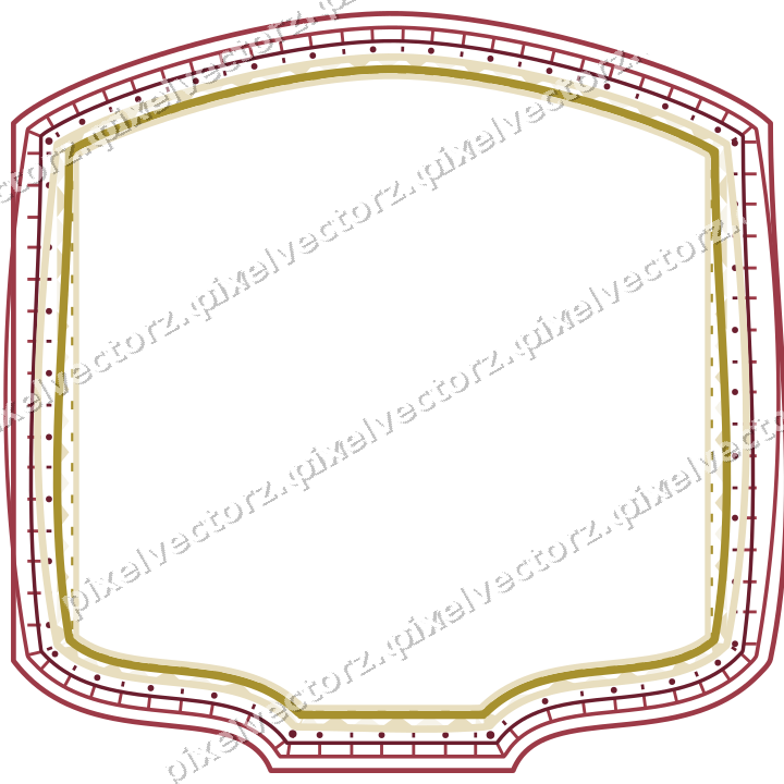 Decorative line art frame in dark pink and red with label plaque