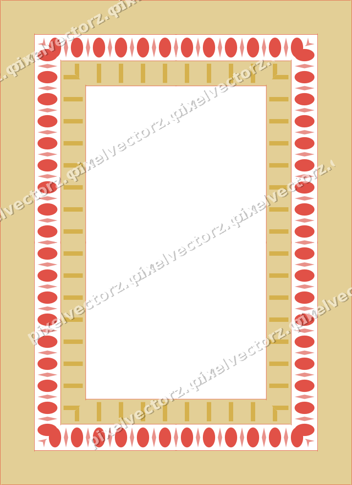 Decorative picture frame border in red and orange with egg and dart