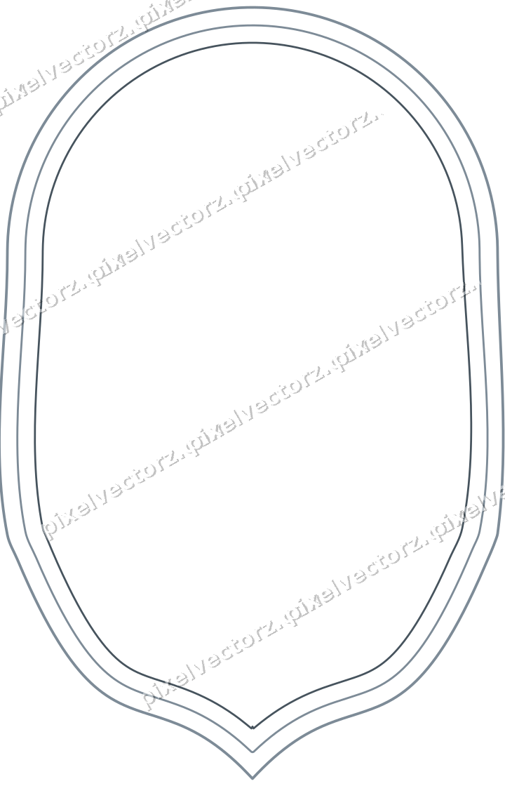 Decorative line art frame in blue and orange with label plaque
