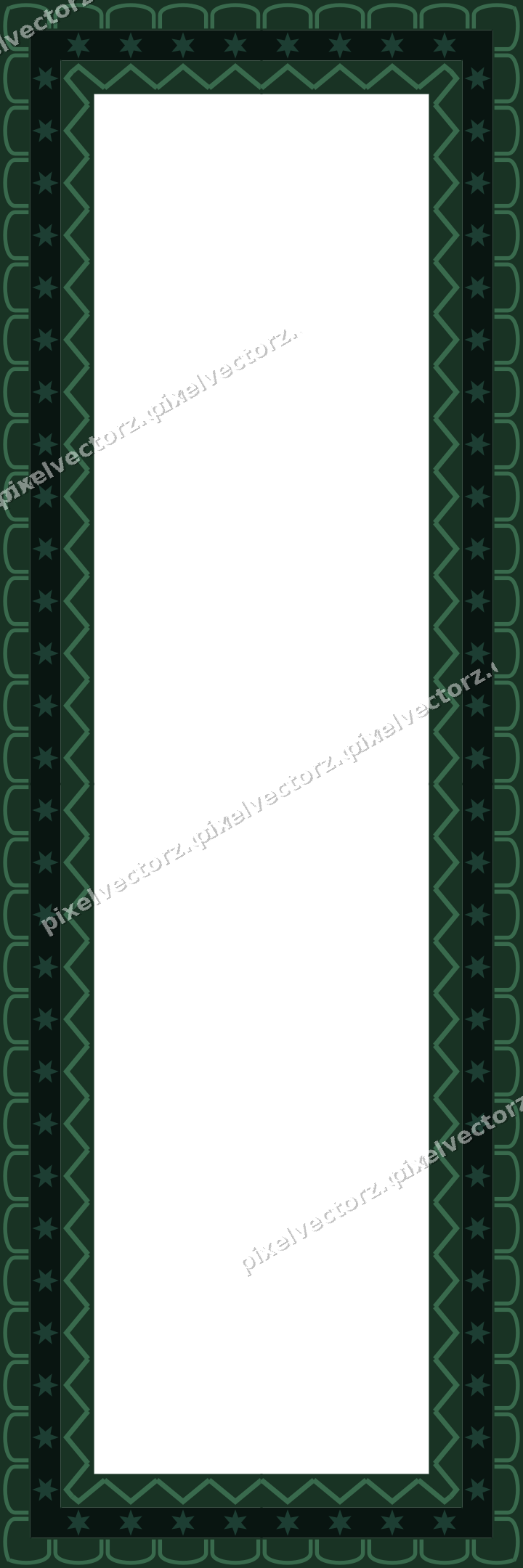 Decorative picture frame border in dark green with arcade frieze
