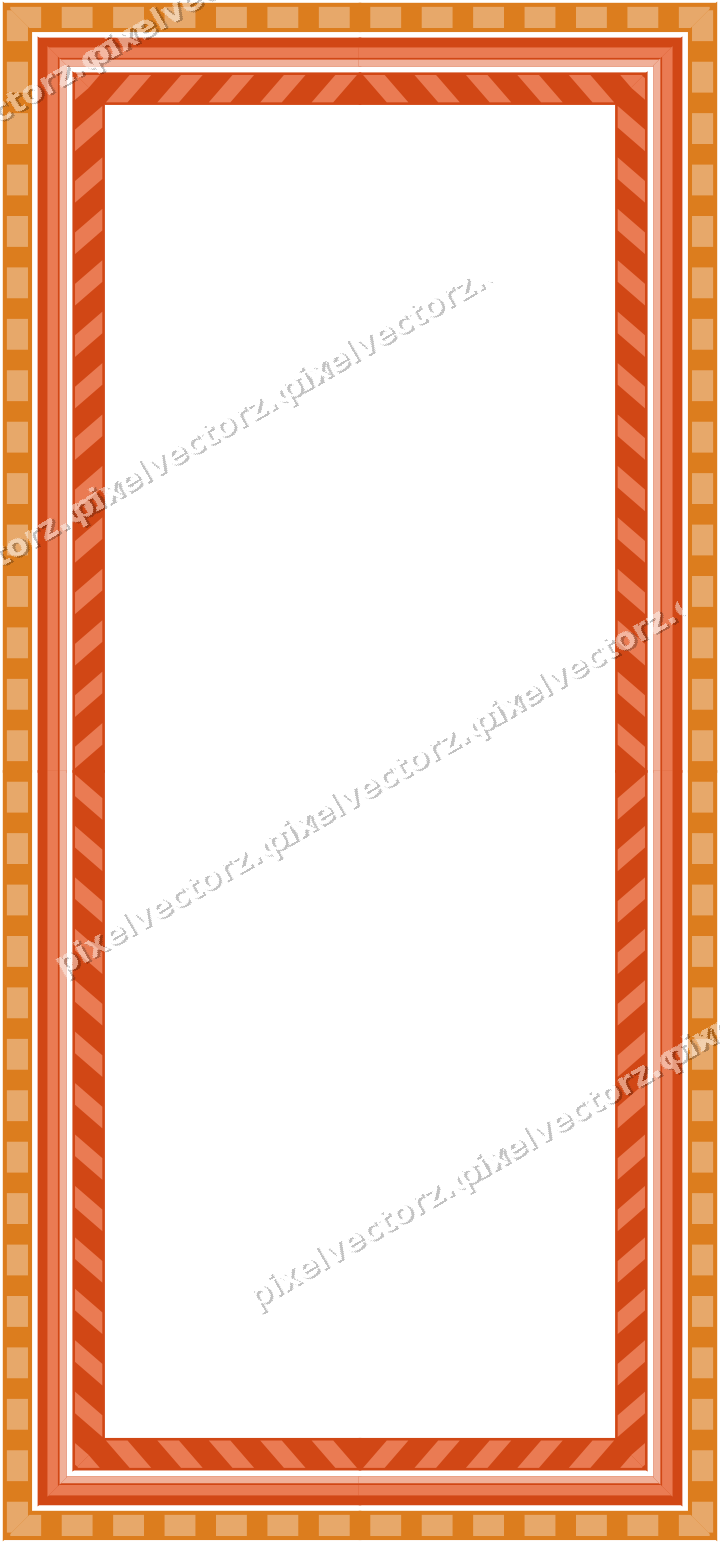 Decorative picture frame border in red and orange with dentil