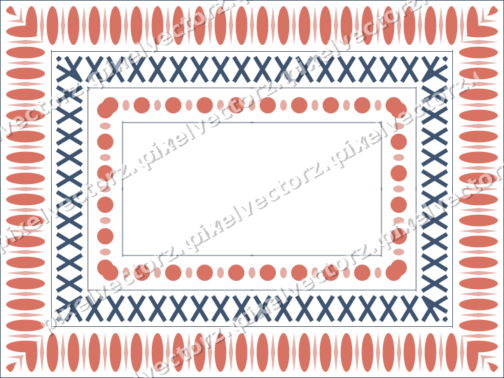 Decorative picture frame border in amber and green with cross band