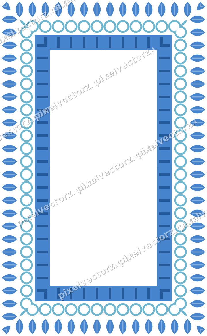 Decorative picture frame border in blue and cyan with ring chain