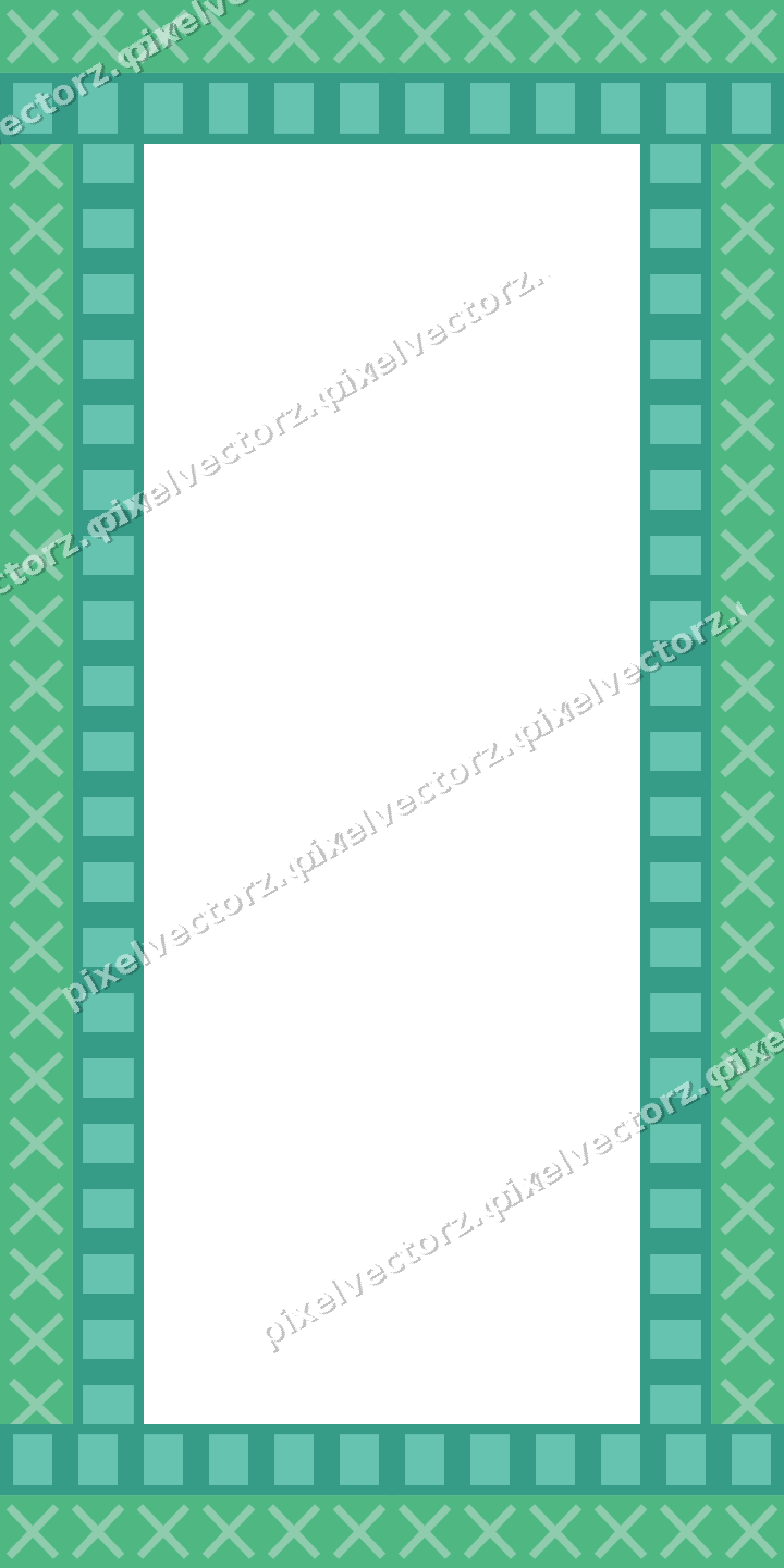 Decorative picture frame border in green and teal with cross band