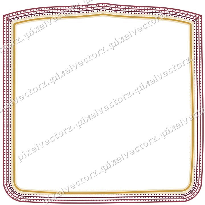 Decorative line art frame in dark pink and amber with label plaque