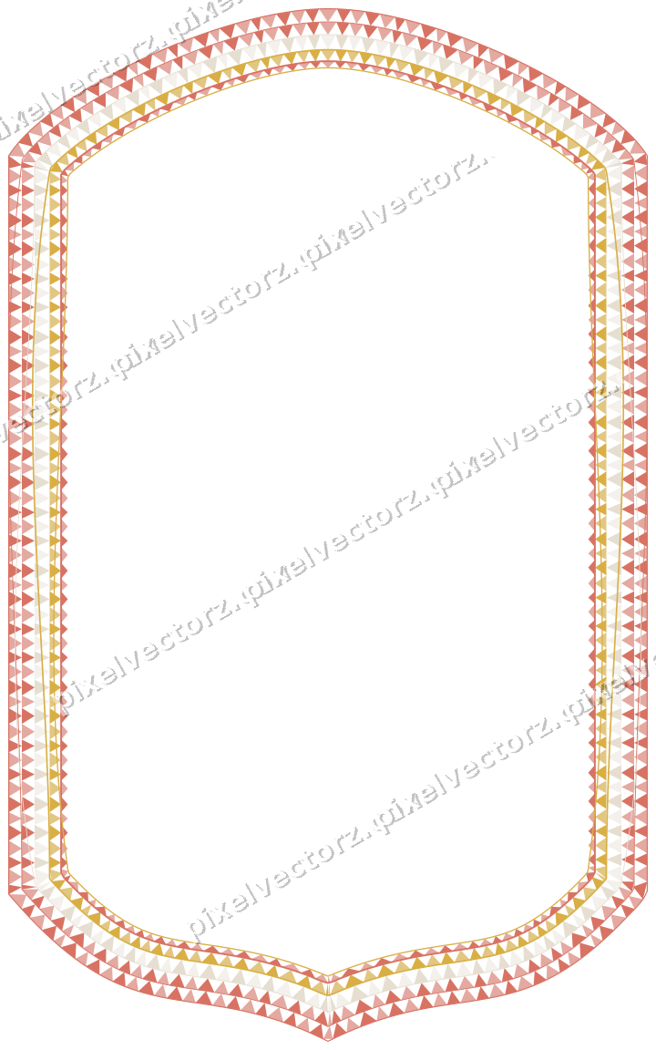 Decorative line art frame in amber and green with label plaque