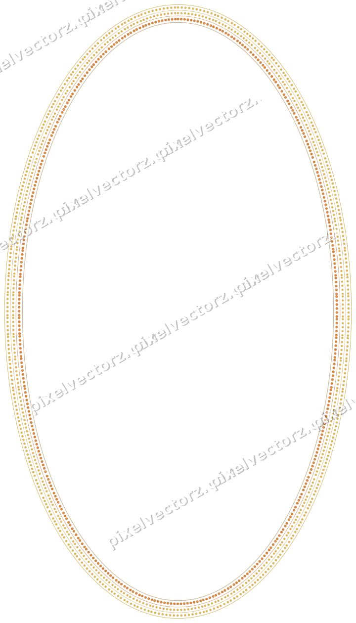 Decorative line art frame in orange and amber with oval