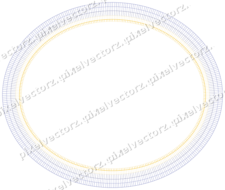 Decorative line art frame in dark blue and amber with oval