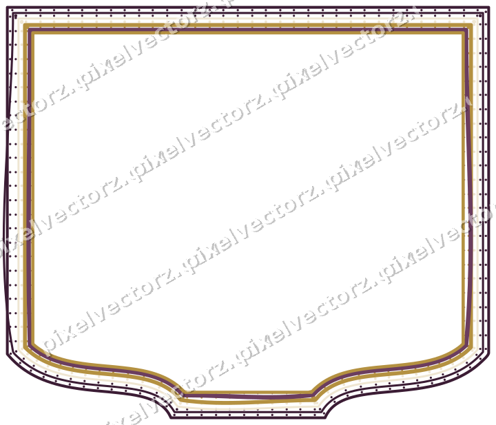 Decorative line art frame in dark magenta and amber with label plaque