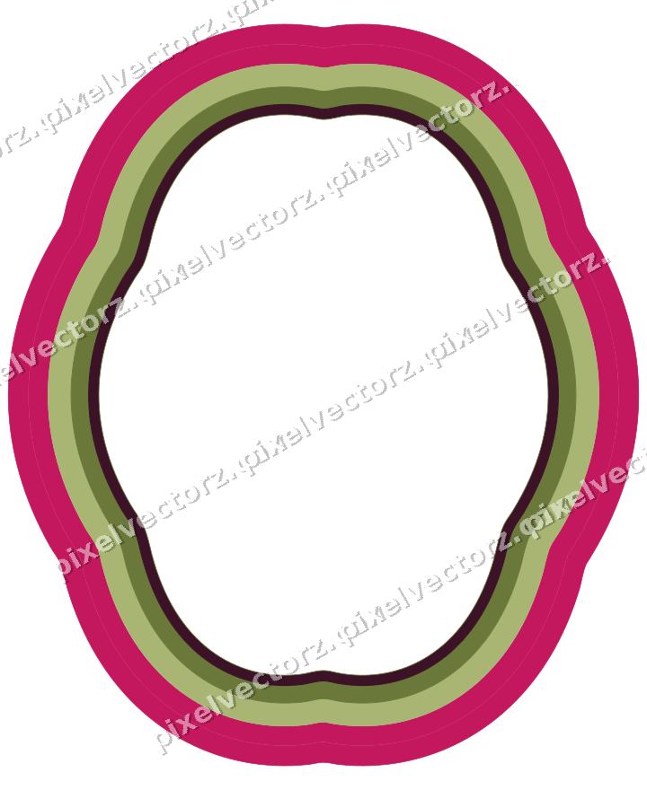 Decorative line art frame in lime and pink with oval