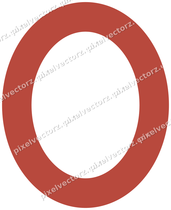 Decorative line art frame in dark red and dark green with oval
