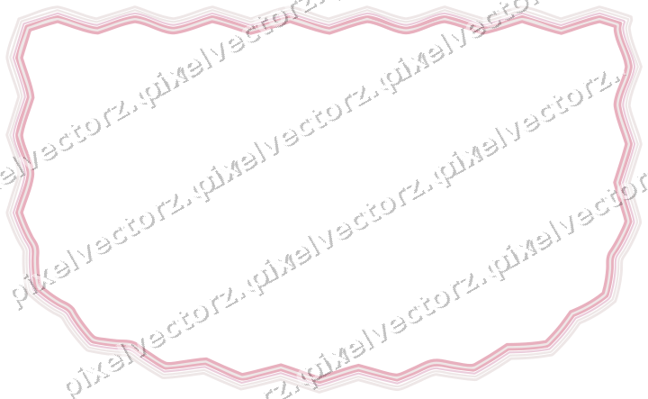 Decorative line art frame in pale pink and pale red with shield