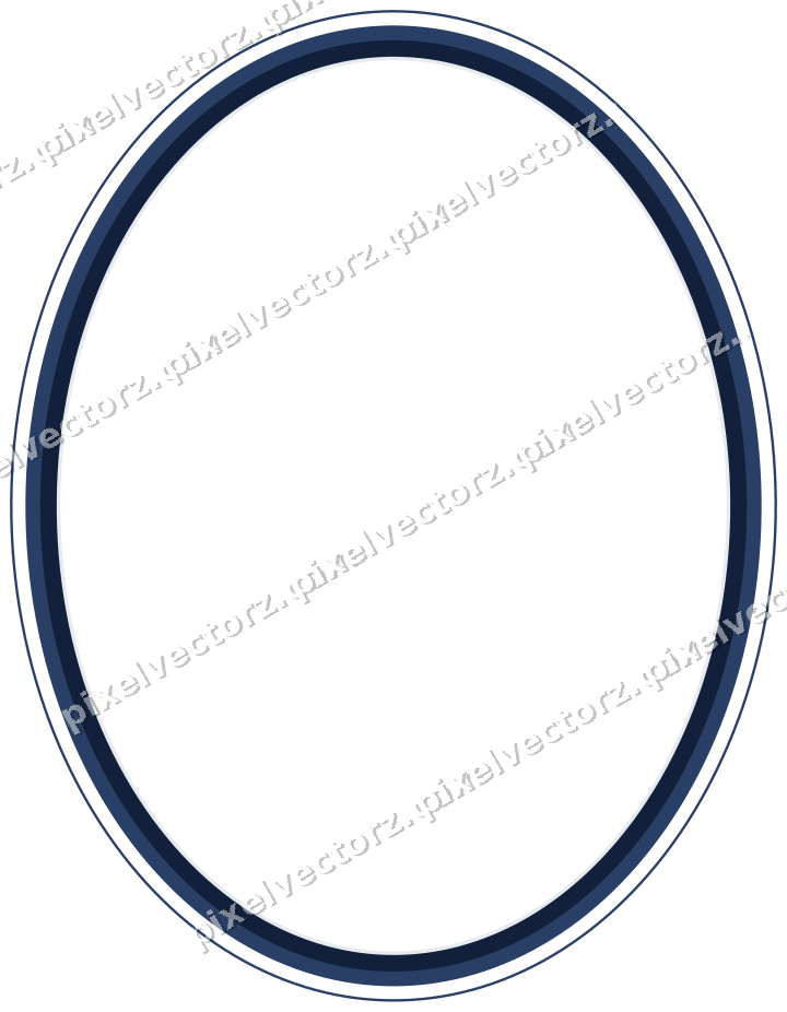 Decorative line art frame in dark blue and white with oval