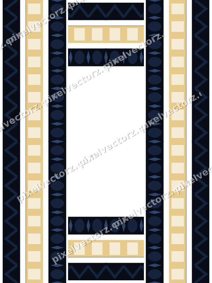 Decorative picture frame border in dark blue and amber with zigzag
