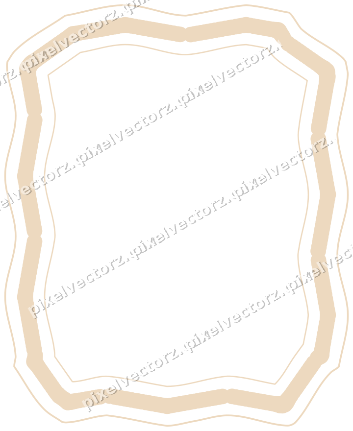Decorative line art frame in dark green and orange with label plaque